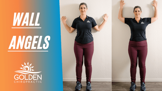 Dr. Goldi demonstrates Wall Angels exercise