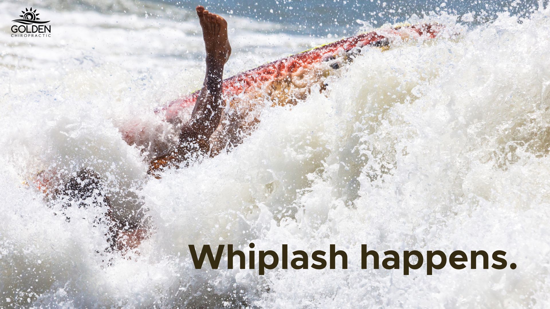 surfer's leg popping out of the water while the rest of their body and surfboard get tumbled by the surf