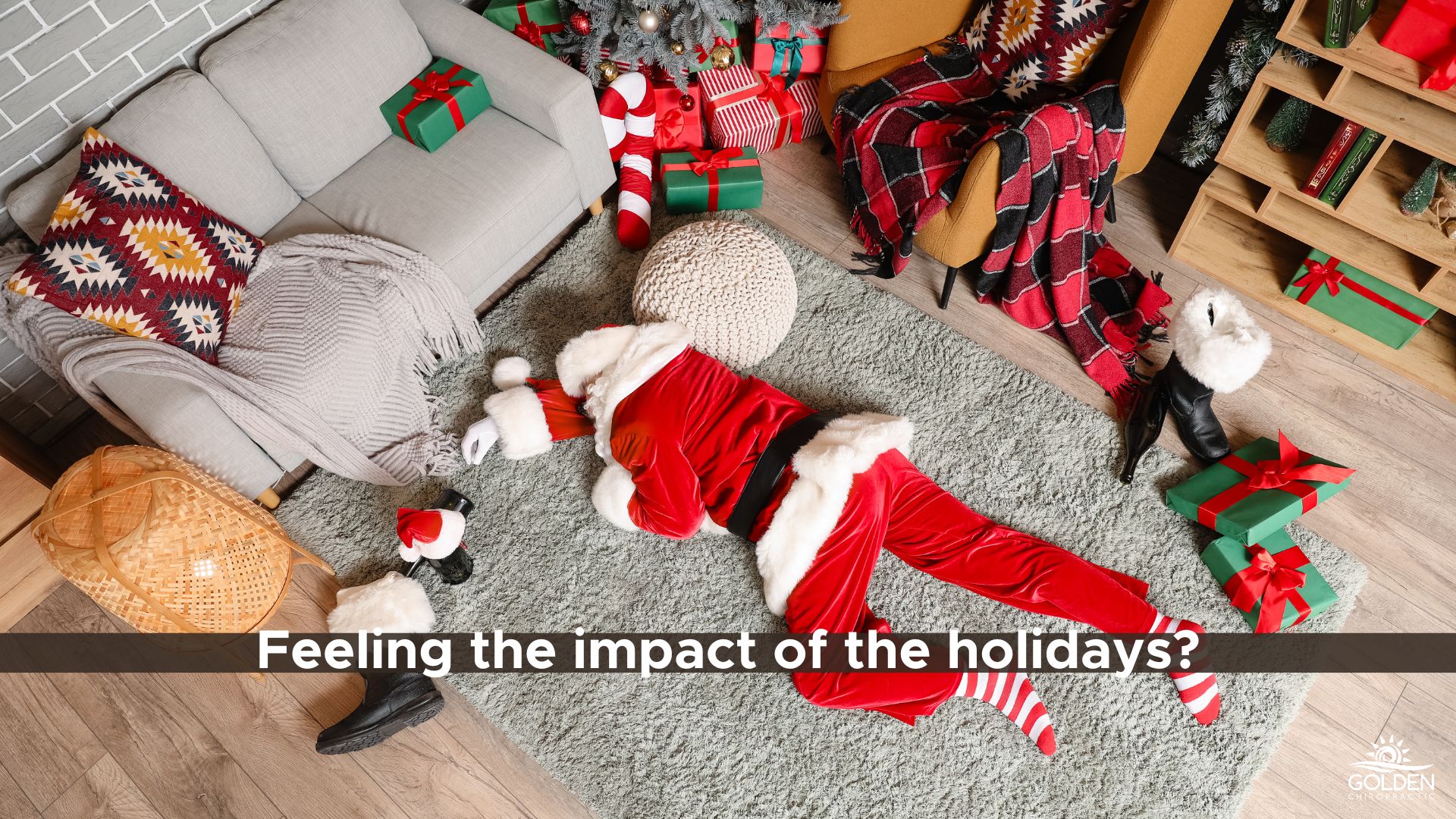 Person passed out on the floor in a Santa suit